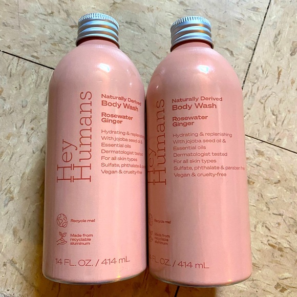 NWT 2 Hey Humans Naturally Derived Body Wash Scent: Rosewater Ginger, 14oz - Picture 1 of 3